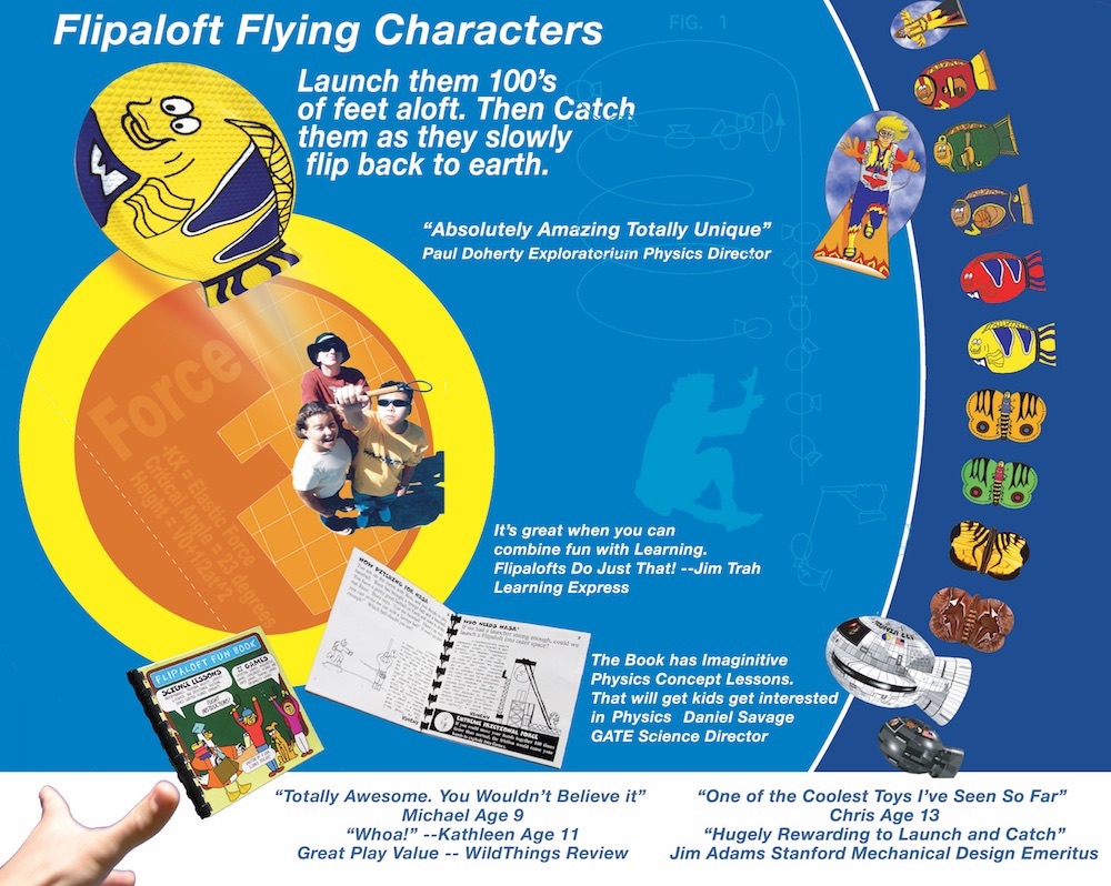 Each Flipaloft package with launcher, fun book, and real flight photo